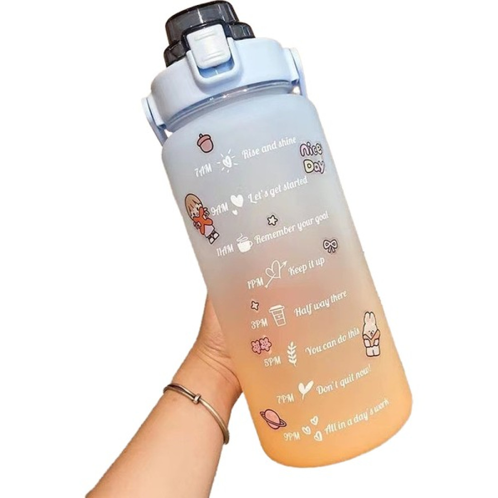 Lucky Bear 2000ML Büyük Kapasiteli Spor Su Şişesi (Yurt Dışından) - Mavi - Turuncu - Tek - 30x17x46cm Suluk Fiyatı