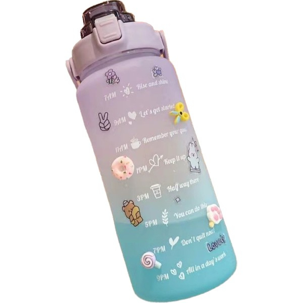 Lucky Bear 2000ML Büyük Kapasiteli Spor Su Şişesi (Yurt Dışından) - Mor - Mavi - Tek - 30x17x46cm Suluk Fiyatı