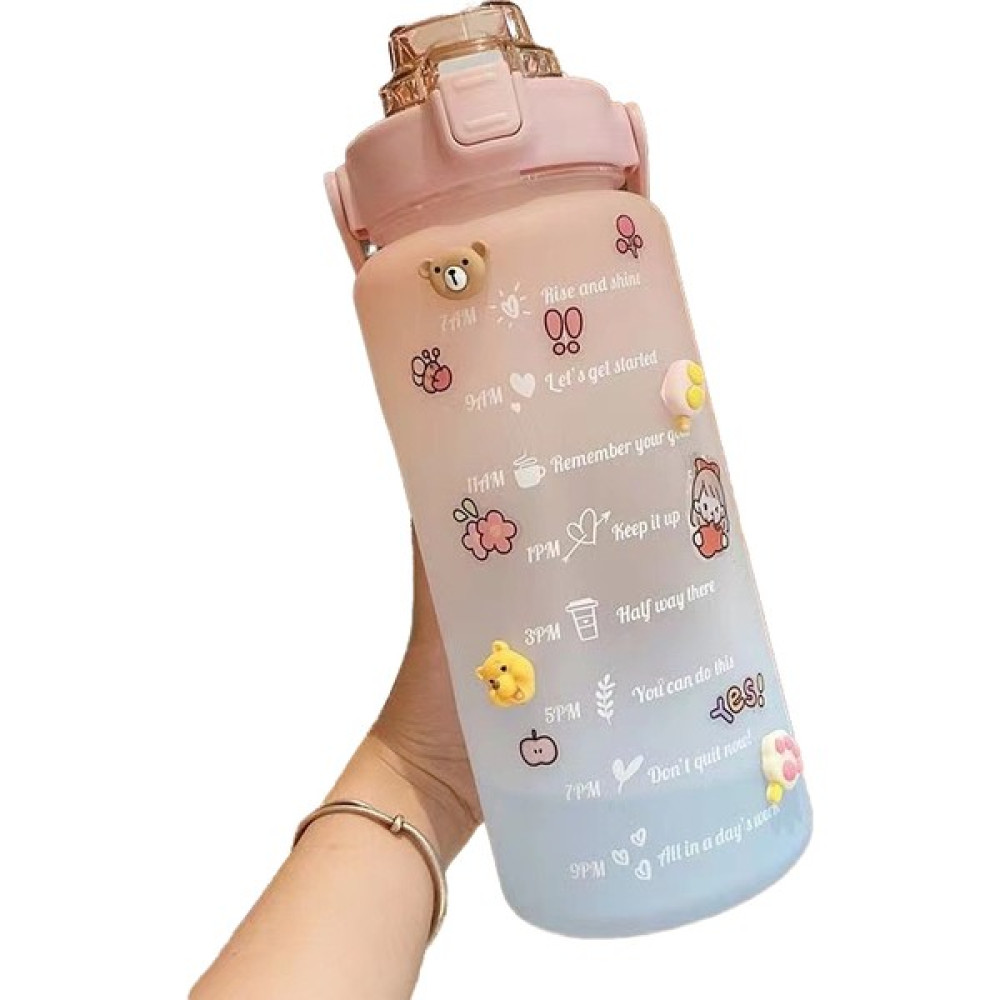 Lucky Bear 2000ML Büyük Kapasiteli Spor Su Şişesi (Yurt Dışından) - Pembe - Tek - 30x17x46cm Suluk Fiyatı
