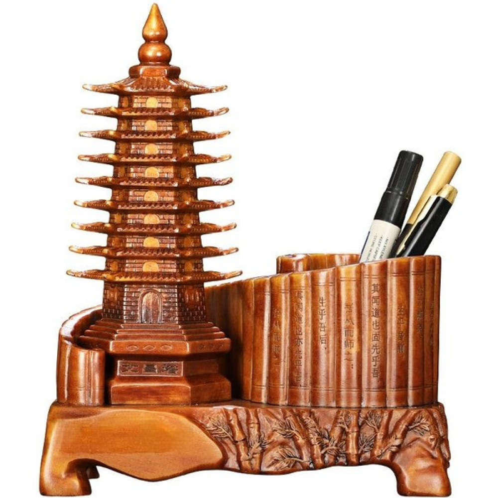 Lucky Bear Çin Wenchang Pagoda Kalemlik Dekorasyonu Nianpin Masa Dekorasyonu (Yurt Dışından) - Sarı - süs eşyaları - 20*11*25cm Kalemlik Fiyatı