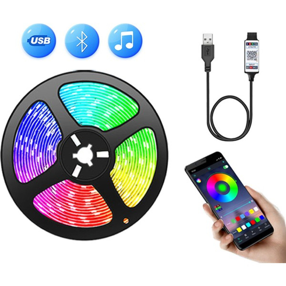 Lucky Power 3m Rgb 5050 LED Şerit Işık Bluetooth Uygulaması Kontrolü Tv Arka Işık Odası Dekorasyonu Için 5V USB Bant (Yurt Dışından) Led Aydınlatmalar Fiyatı