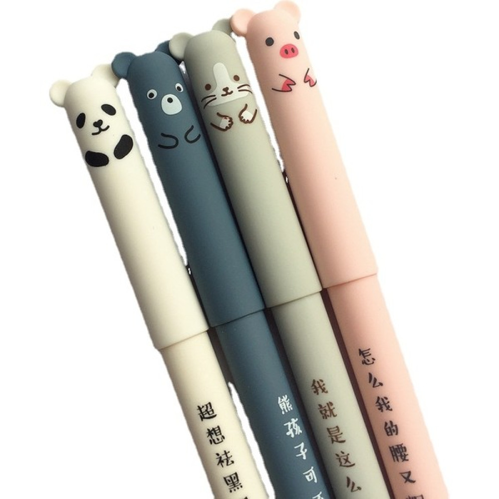 Lucky Power 4 Adet/takım Kawaii Domuz Ayı Kedi Fare Silinebilir Jel Kalem Okul Ofis Malzemeleri Kırtasiye Hediye 0.35MM Mavi Siyah Mürekkep-Jel Kal... Tükenmez Kalem Fiyatı