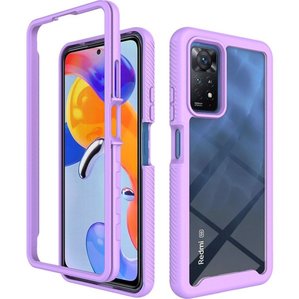 Lucky Power Xiaomi Redmi Note 11 Pro Için Bumper Yerleşik Ekran 360 Tam Koruma Kılıf Kapaklı (Yurt Dışından) - Mor Cep Telefonu Kılıfı Fiyatı
