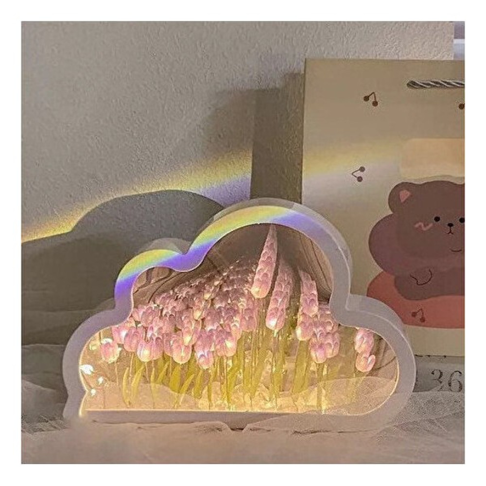 Lucky Power Yatak Odası Için Bulut Lale Ayna Gece Lambası (Yurt Dışından) - Açık Pembe Gece Lambası Fiyatı
