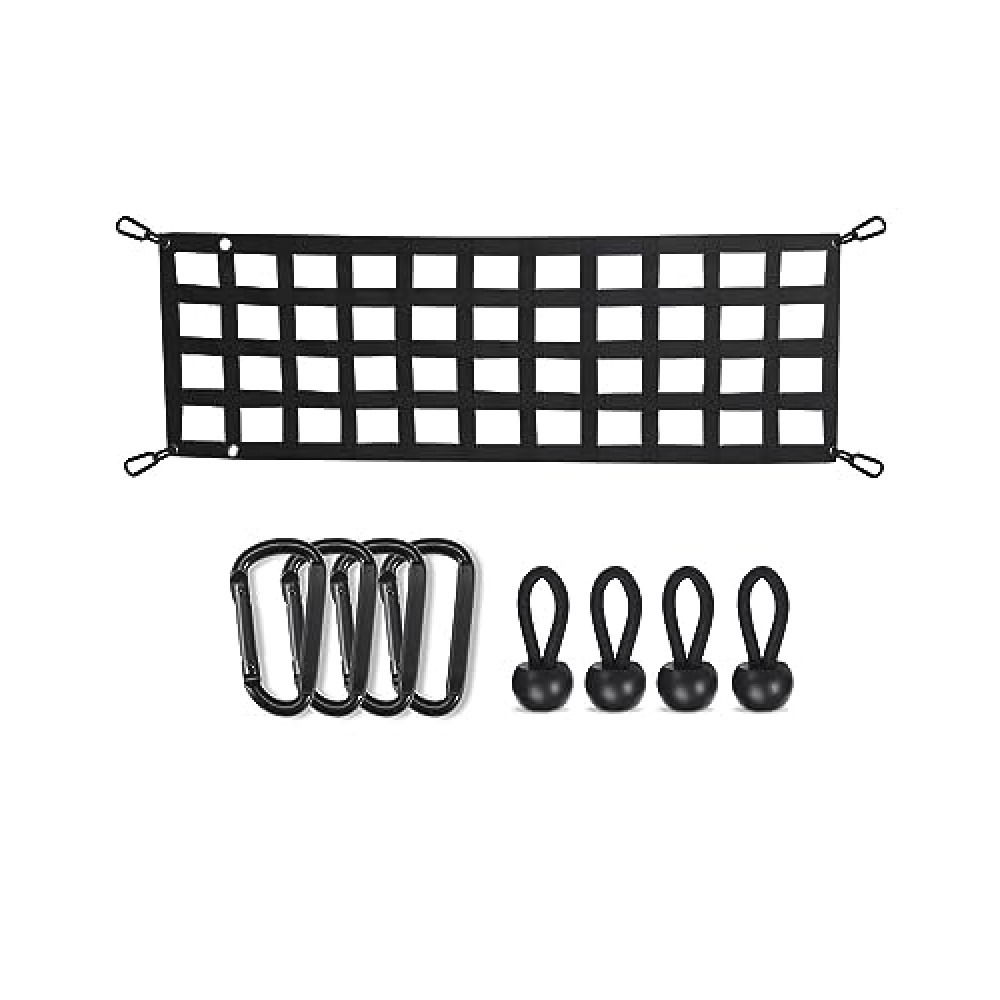 LUCKY STRAPS Tailgate Net for Pickup Truck Bed, 50'' x 15'' Heavy Duty Tailgate Cargo Netting for Small & Mid-Size Truck, Easy-to-use Tailgate Net for Chevy, Ford, Toyota, GMC, Dodge RAM, Jeep (Black)