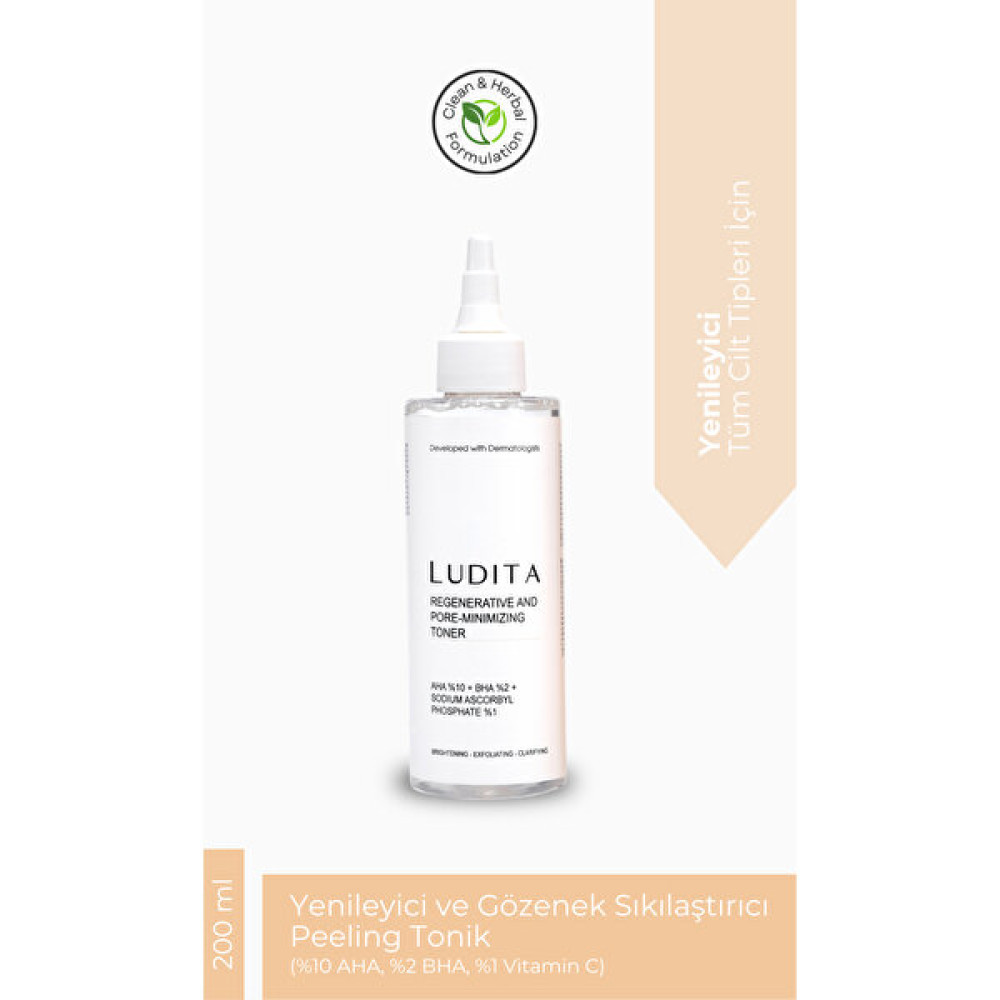 Ludita Yenileyici ve Gözenek Sıkılaştırıcı Peeling Tonik %10 Aha, %2 Bha, %1 Vitamin C Cilt Temizleme ve Peeling Fiyatı