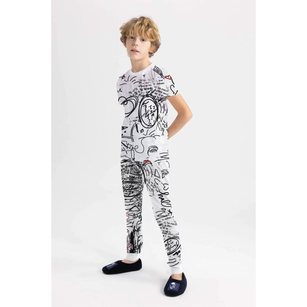 Luess Erkek Çocuk Baskılı %100 Pamuk Suprem Alt Üst Pijama Takımı Erkek Çocuk Pijama Fiyatı