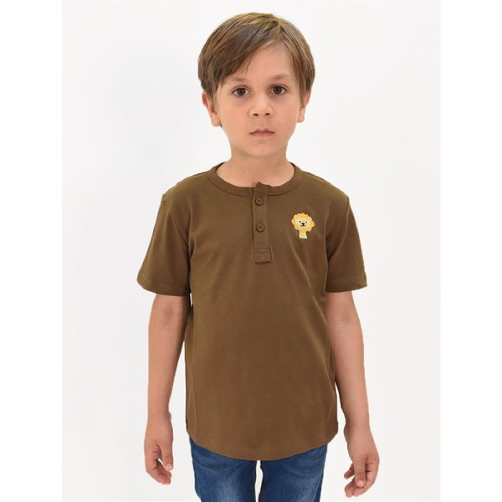 Luess Erkek Çocuk Nakış Detaylı Hakim Yaka Tshirt Erkek Çocuk T-shirt Fiyatı