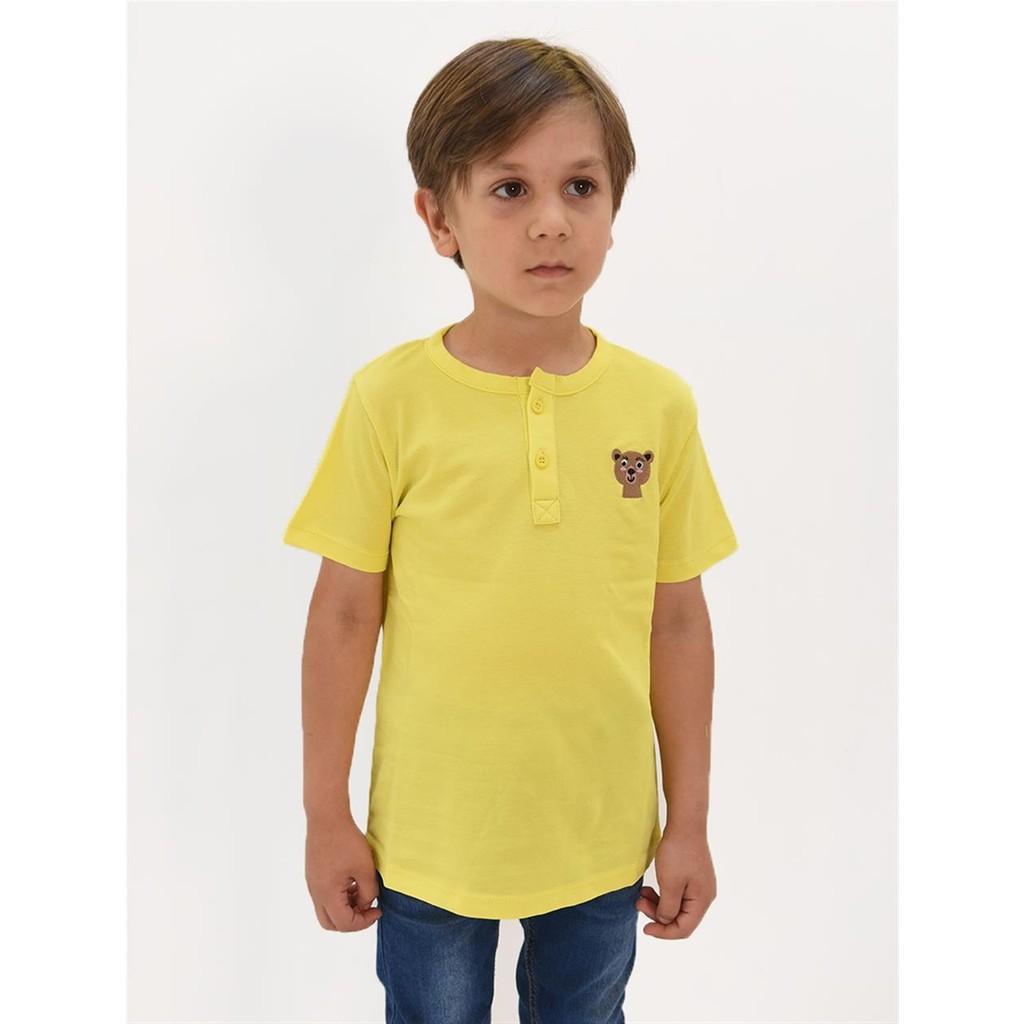 Luess Erkek Çocuk Nakış Detaylı Hakim Yaka Tshirt Erkek Çocuk T-shirt Fiyatı