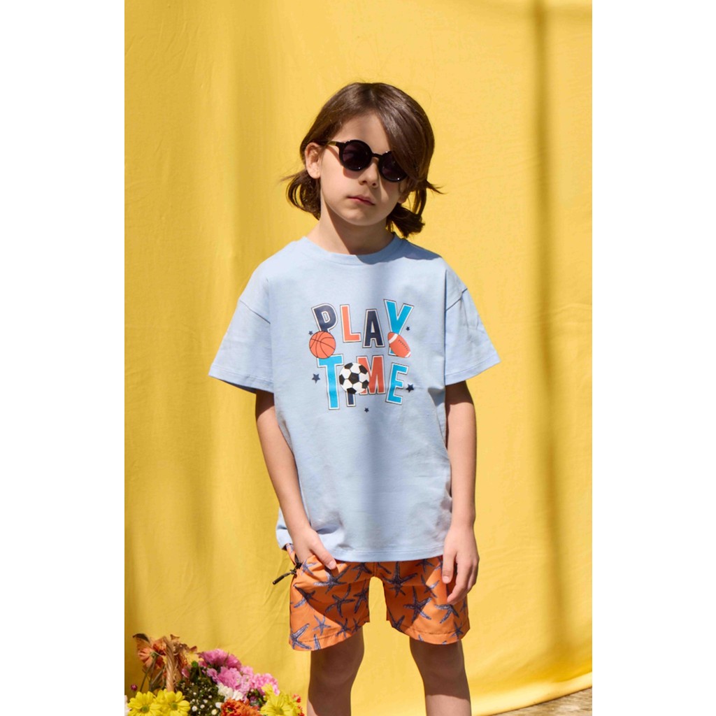 Luess Erkek Çocuk Play Time Baskı Açık Mavi Tişört (2-3 Yaş 8-9 Yaş) Erkek Çocuk T-shirt Fiyatı