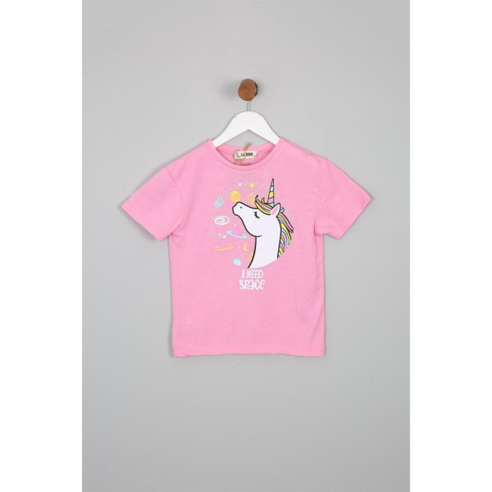 Luess Kız Çocuk Regular Fit Baskılı Kısa Kollu Tişört Kız Çocuk T-shirt Fiyatı