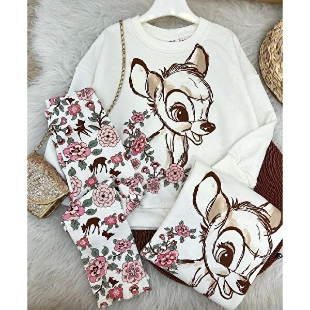 Luesse Store Geyik Desenli 3 Iplik Şardonlu Kız Çocuk Takımı Kız Çocuk Giyim Takımı Fiyatı