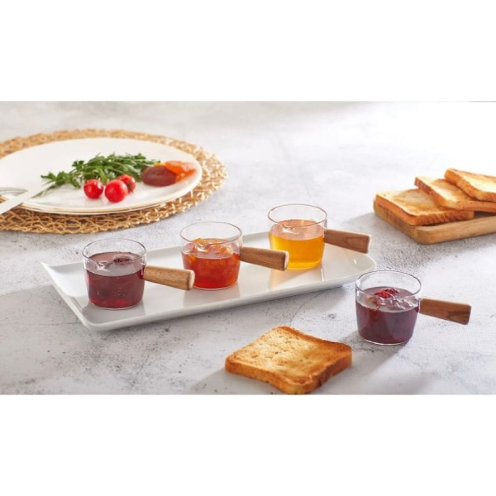 Lufy 2 Li Ahşap Saplı Mika Mini Sosluk , Reçellik , Kahve Yanı Sunumluk - Şeffaf - 110 ml Mutfak Gereçleri Fiyatı