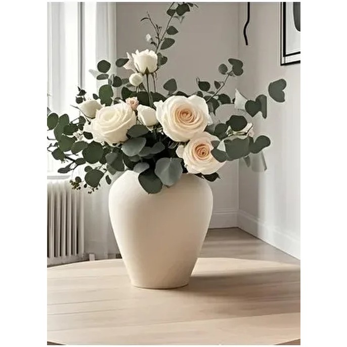 Lui Tasarım Krem Iskandinav Tarzı Krem Rengi Bohem Seramik 20 cm Küp Vazo Trend stonware Diğer Fiyatı
