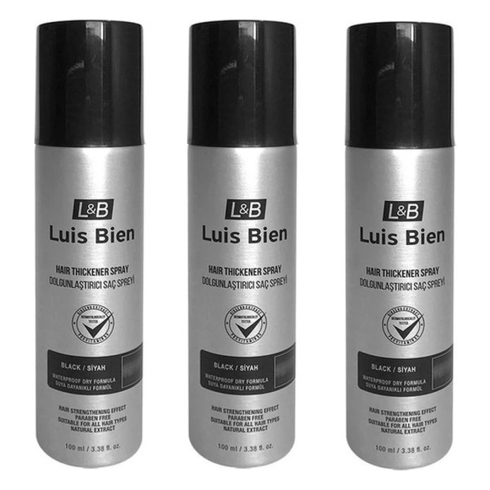 Luis Bien 3 Adet Hair Fiber Dolgunlaştırıcı Saç Spreyi Siyah - 3 x 100 ml Saç Bakım Maskeleri & Serumlar & Spreyler Fiyatı