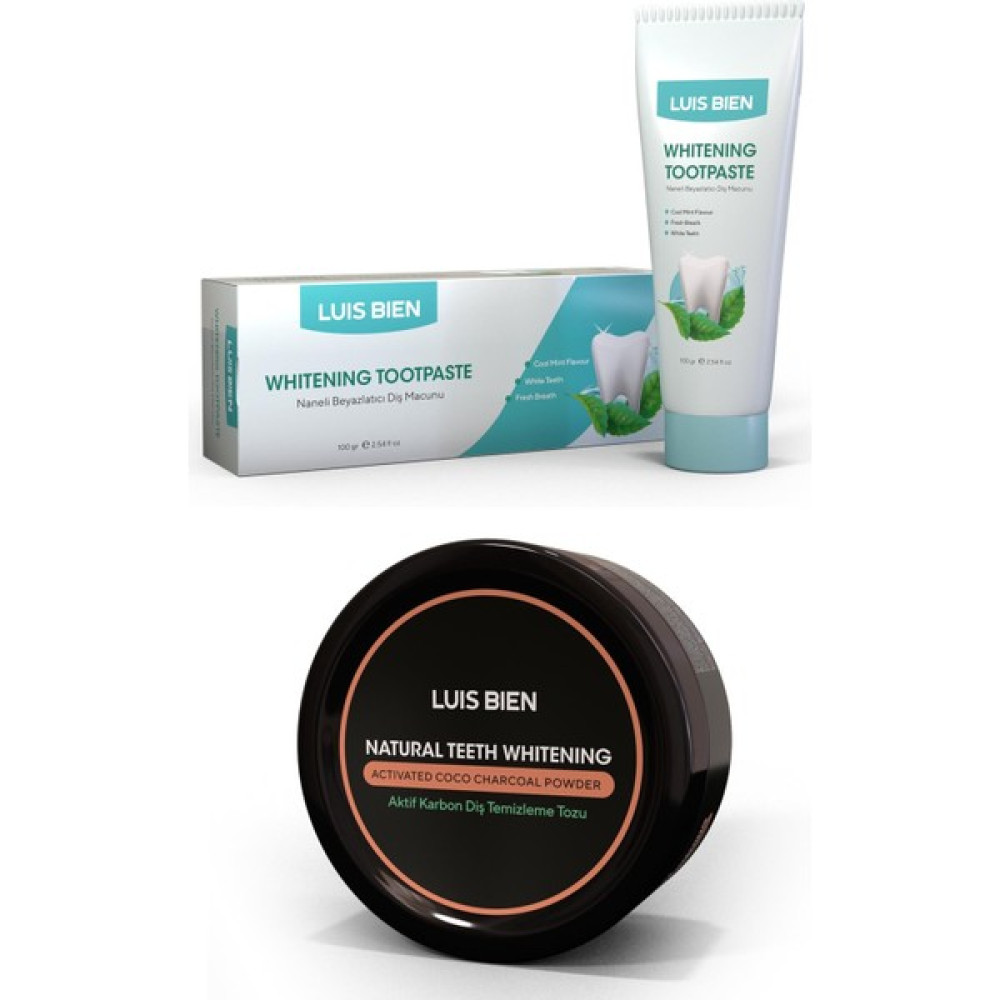 Luis Bien Aktif Karbon Diş Temizleme Tozu 50 Gr+Büyük Boy Naneli Diş Macunu 100 gr Set - 1 Diş Beyazlatıcılar Fiyatı