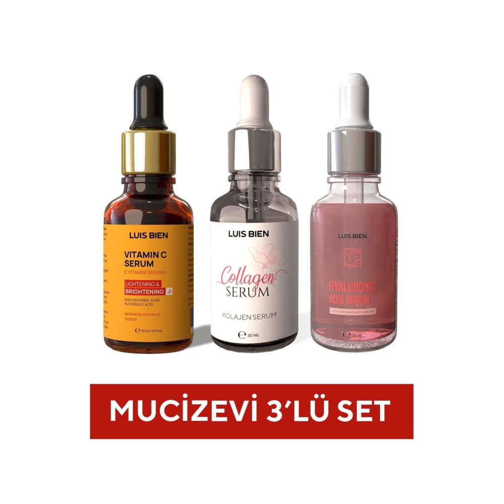 Luis Bien C Vitamini Kolajen Serum Hyaluronik Asit 3lü Set Cilt Temizleme ve Peeling Fiyatı