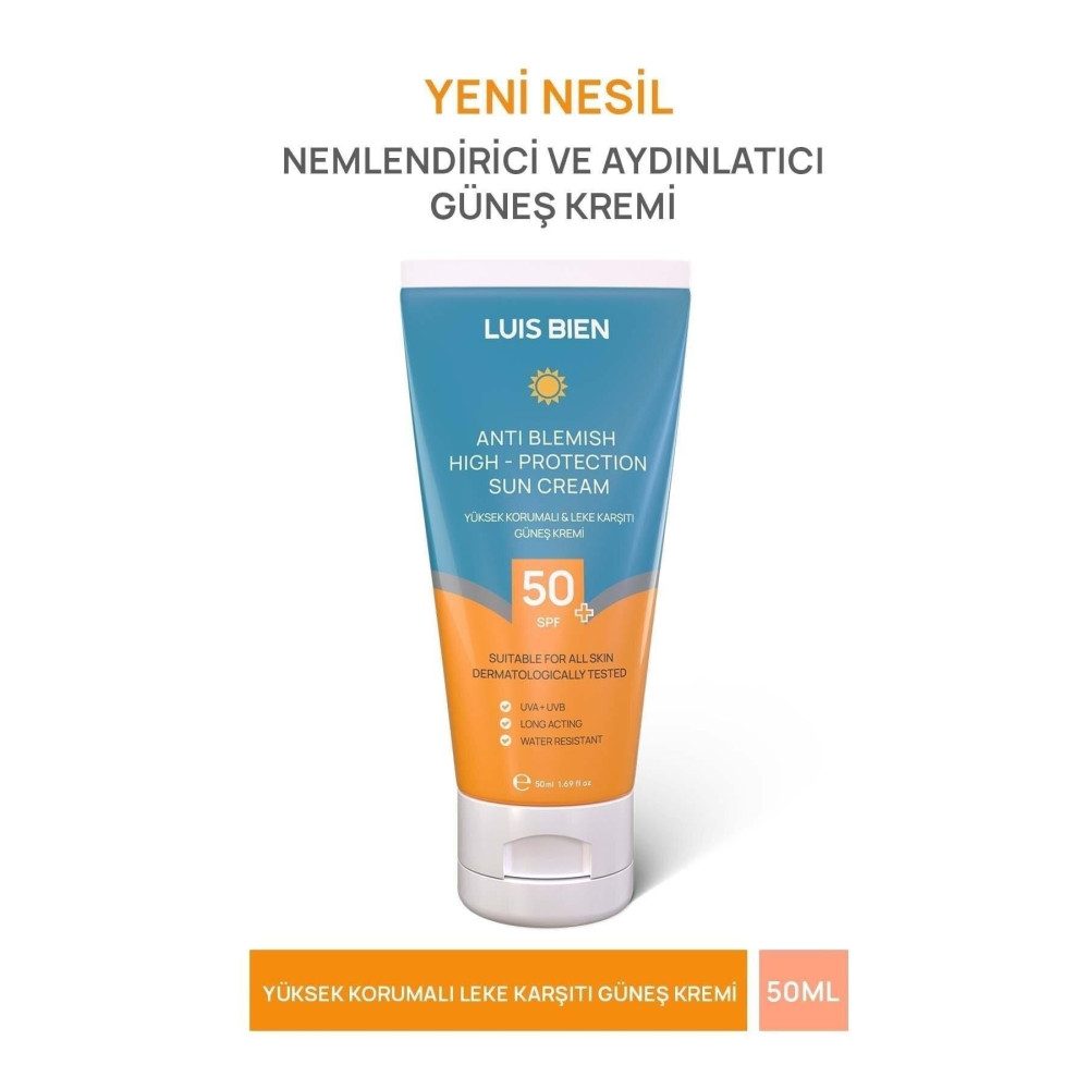 Luis Bien Leke Karşıtı SPF 50+ Tüm Ciltler İçin Yüksek Korumalı Nemlendirici Güneş Kremi 50 ML Güneş Kremleri ve Losyonları Fiyatı