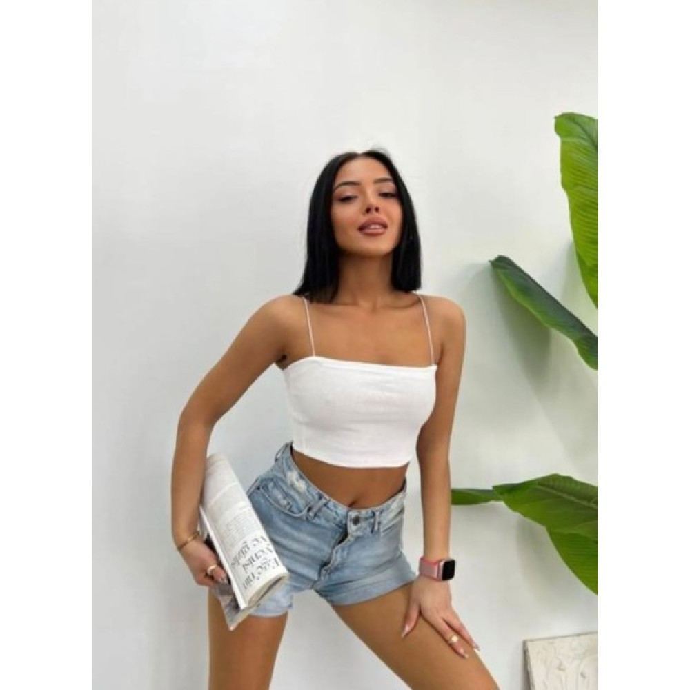 Luka Butik Ince Ip Askılı Kaşkorse Crop Top Bluz Bluz Fiyatı