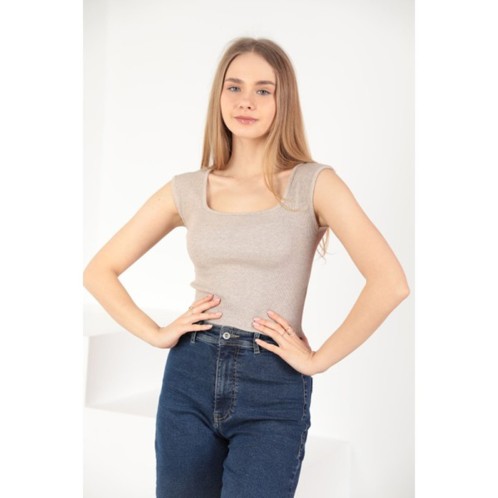 Luka Butik Kadın Penye Kalın Askılı Crop Bluz Bluz Fiyatı