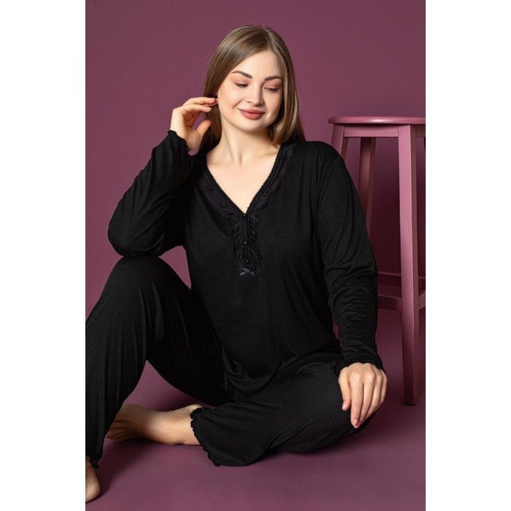 Lukitus Büyük Beden Uzun Kollu V Yaka Kadın Pijama Takımı Lukitus Kadın Pijama Fiyatı