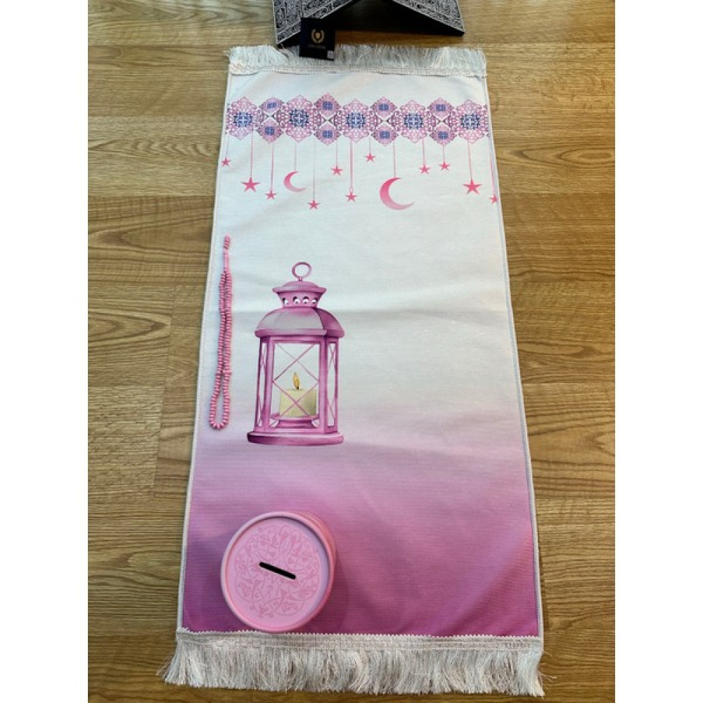 Lüks Home Kız Çocuk Seccadesi ( 0 - 9 ) Yaşa Uygun Çocuğunuza Namazı Sevdiren Set - Pembe - 45 x 90 cm Seccade Fiyatı