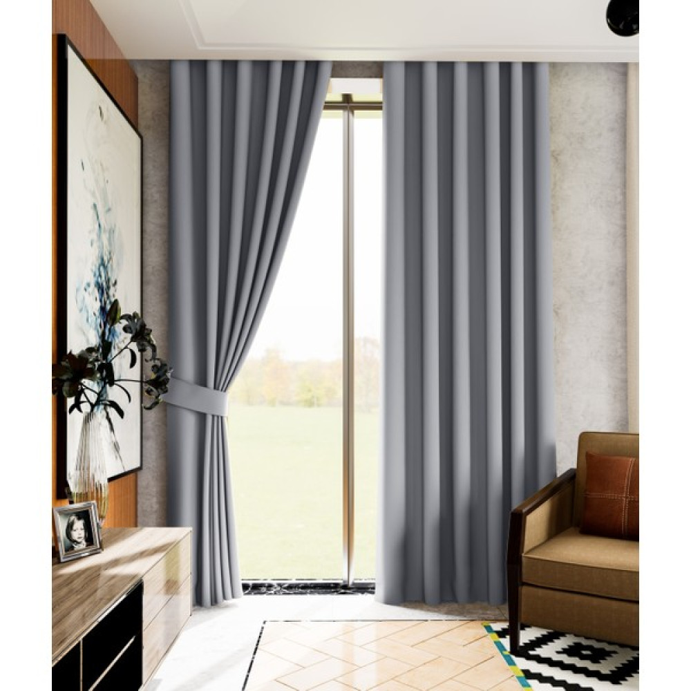 Lüks House Gri Düz Dikim Karartma & Blackout Fon Perde - 100 x 260 cm Fon Perde Fiyatı