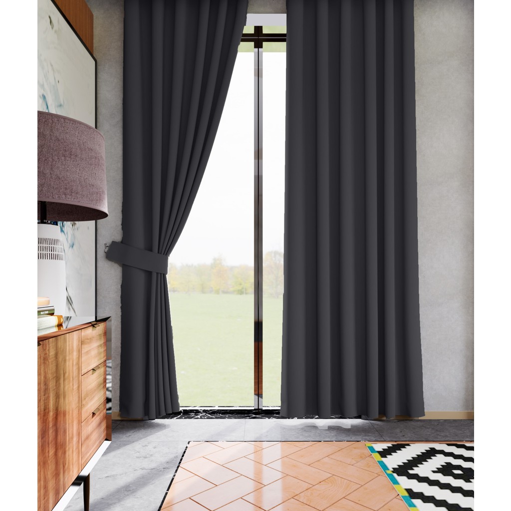 Lüks House Karartma Perde Blackout Fon Perde Koyu Gri Düz Dikim 525 x 275 cm Perde Fiyatı