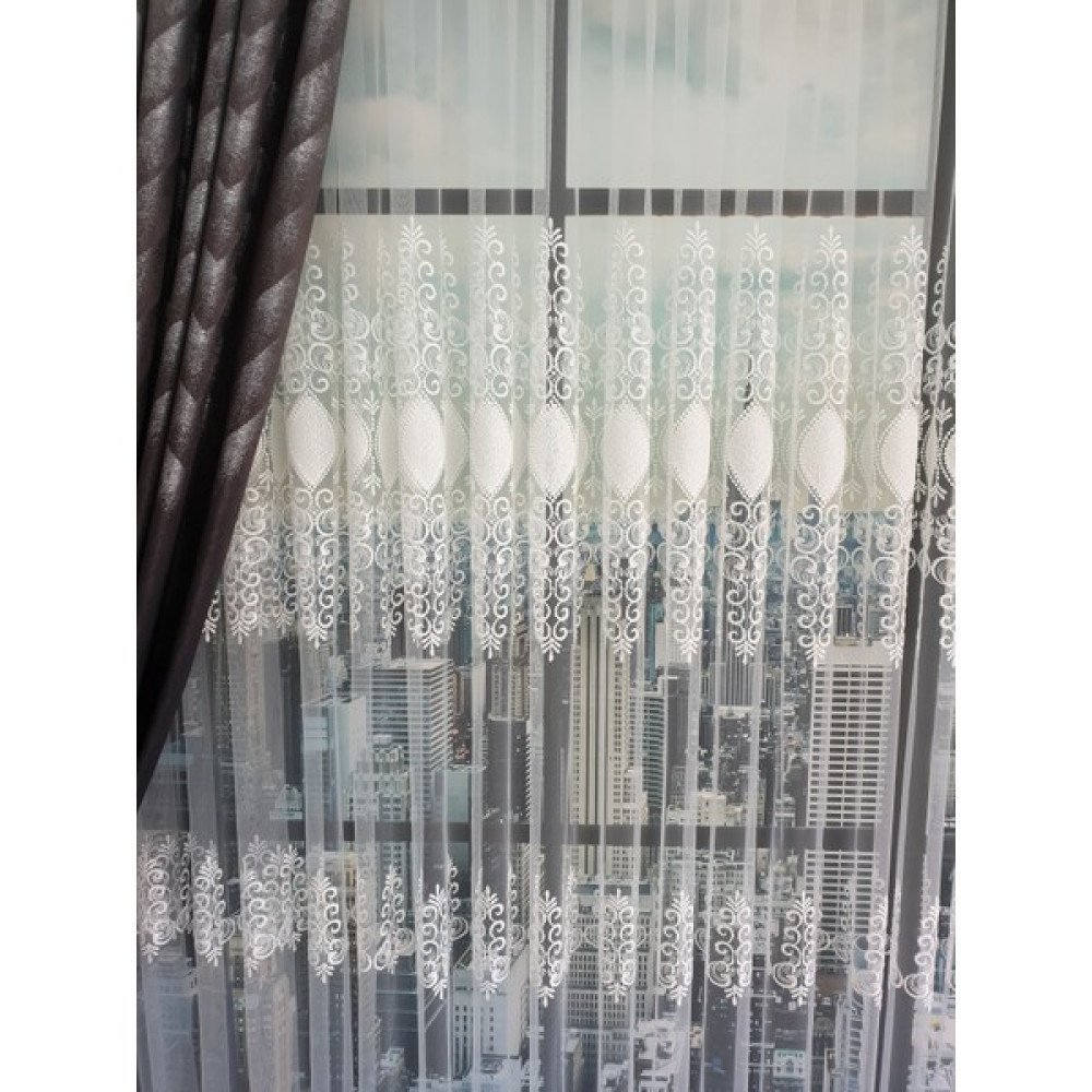 Lüks House Lüks Tül Perde Brode 4 Işlem Beyaz Rengi - Pile 1e 2.,5 Sıklığı . - 100 x 240 cm Tül Perde Fiyatı