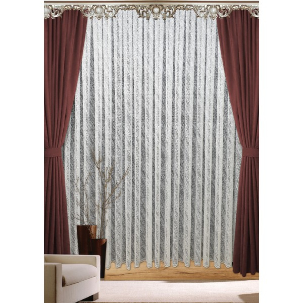 Lüks Tül Perde Mozaik Örme Desen Sık Pile 1 E 3 Sıklığı.en 100 , Boy 185 - 100 x 185 cm - Beyaz Tül Perde Fiyatı