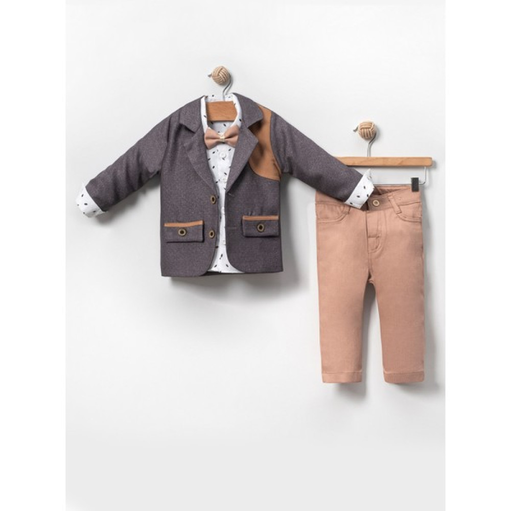 Lulu Kids Erkek Çocuk Takım Elbise Ceket, Papyon ve Slopetli "alaz" Modeli Bebek Giysi Takım Fiyatı