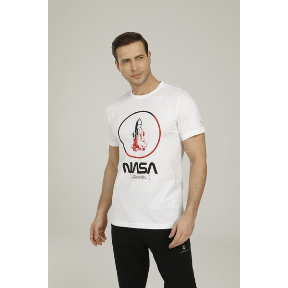 Lumberjack SN704 Nasa Rocket T-Shirt Beyaz Erkek T-Shirt Erkek T-shirt Fiyatı