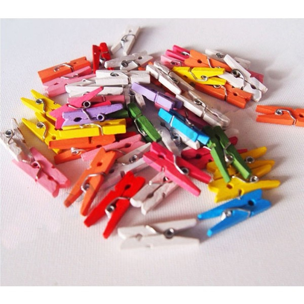 Lumenn 100 Adet 2,5 cm Renkli/ahşap-Mini Ahşap Mandal- Foto Askısı - Renkli Resim & Fotoğraf Çerçevesi Fiyatı