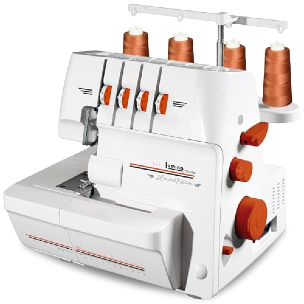 Lumina Moda Serger Overlock Machine with 2-3-4 Stitch Capability, Heavy-Duty Metal Frame 1250 Stitches/Minute, Differential Feed, Free Arm & LED Light
