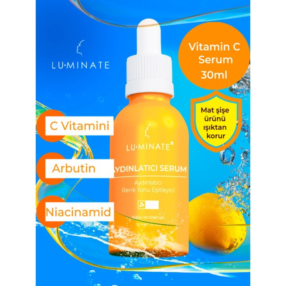 Luminate C Vitamini Serum Arbutin Niacinamid Aydınlatıcı Renk Tonu Eşitleyici Leke, Akne Karşıtı 30 ml Anti-Aging / Yaşlanma Karşıtı Fiyatı