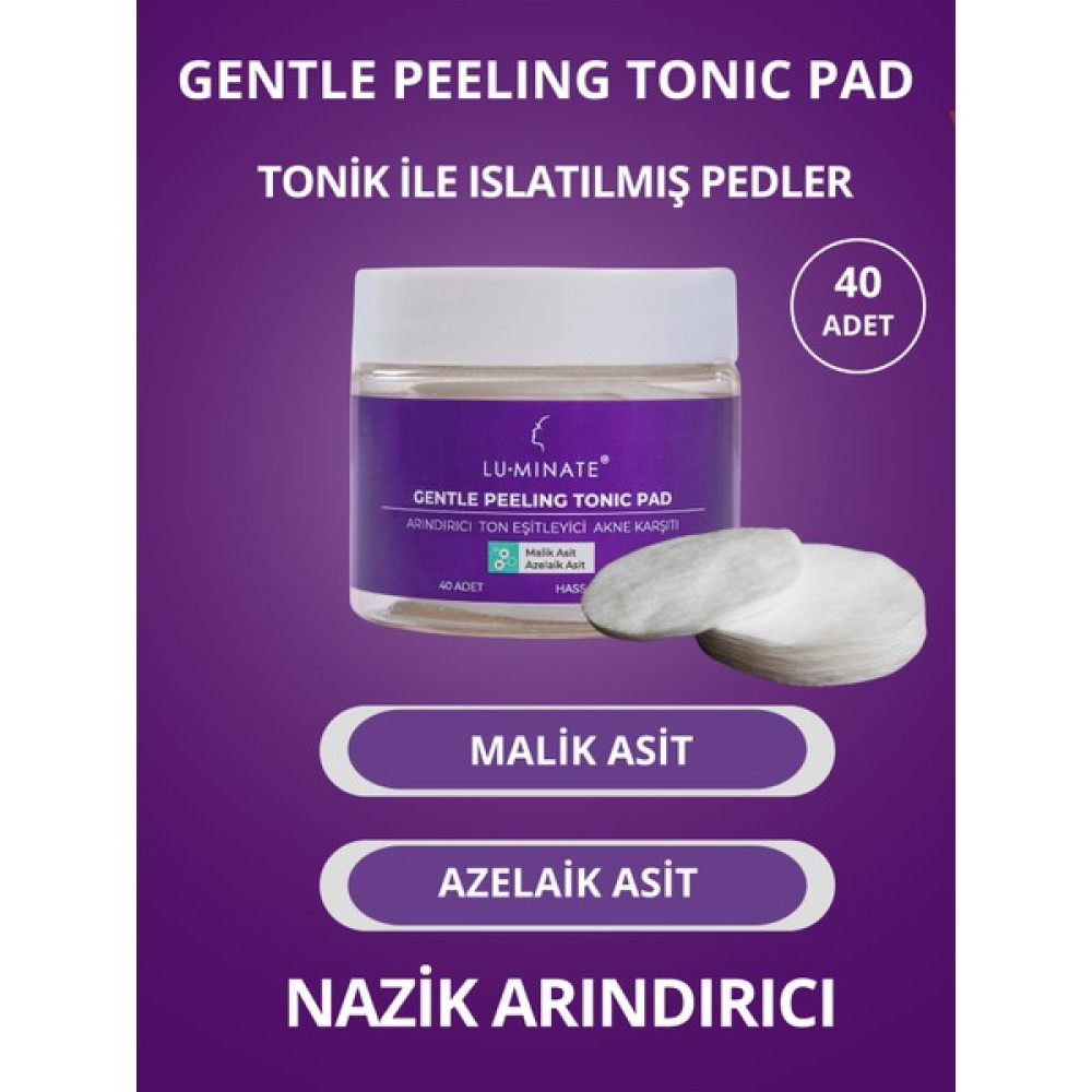 Luminate Gentle Peeling Tonic Pad Cilt Tonu Eşitleyici Nemlendirici Akne Karşıtı Malik ve Azelaik Asit 40 Adet Ped Oto Boyaları Fiyatı