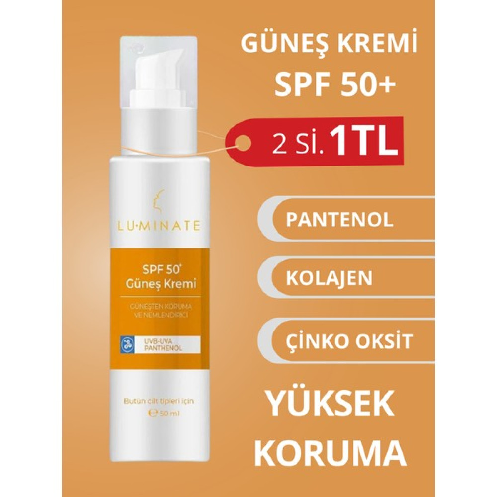 Luminate Güneş Kremi Spf 50+ Yüz ve Vücut Kremi Pantenol Suncare Yoğun Nemlenderici Yüksek Korumalı Güneş Kremleri ve Losyonları Fiyatı