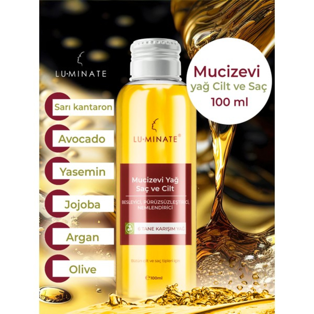 Luminate Mucizevi Bakım Yağı Saç ve Vücut Bakım Nemlendirici ve Onarıcı Leke Karşıtı Sarı Kantaron Yasemin Argan Zeytin Avokado Yağı 100 ml Nemlendiriciler Fiyatı