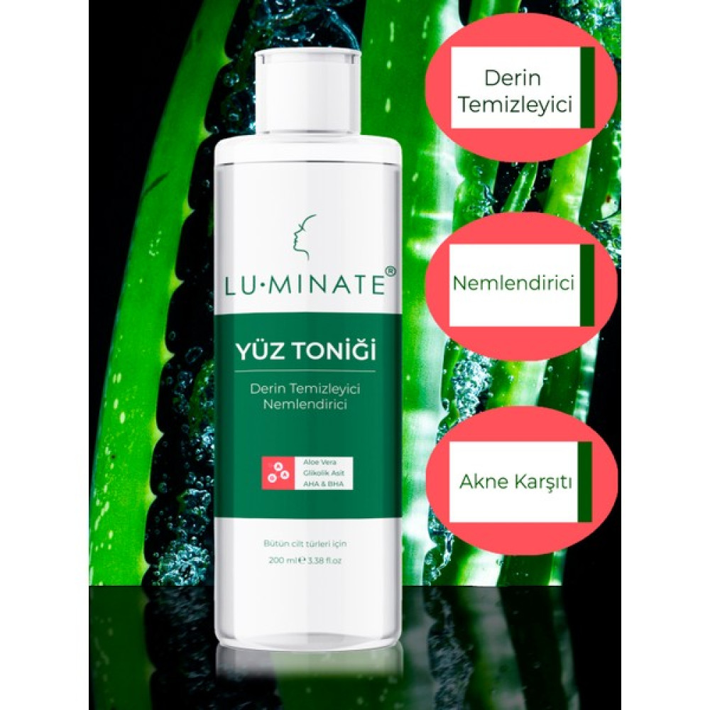 Luminate Yüz Tonik Salisilik Asit Aha+Bha Aloe Vera Gözenek Sıkılaştırıcı Arındırıcı Aydınlatıcı Yüz Temizleme Toniği 200 ml Cilt Temizleme ve Peeling Fiyatı