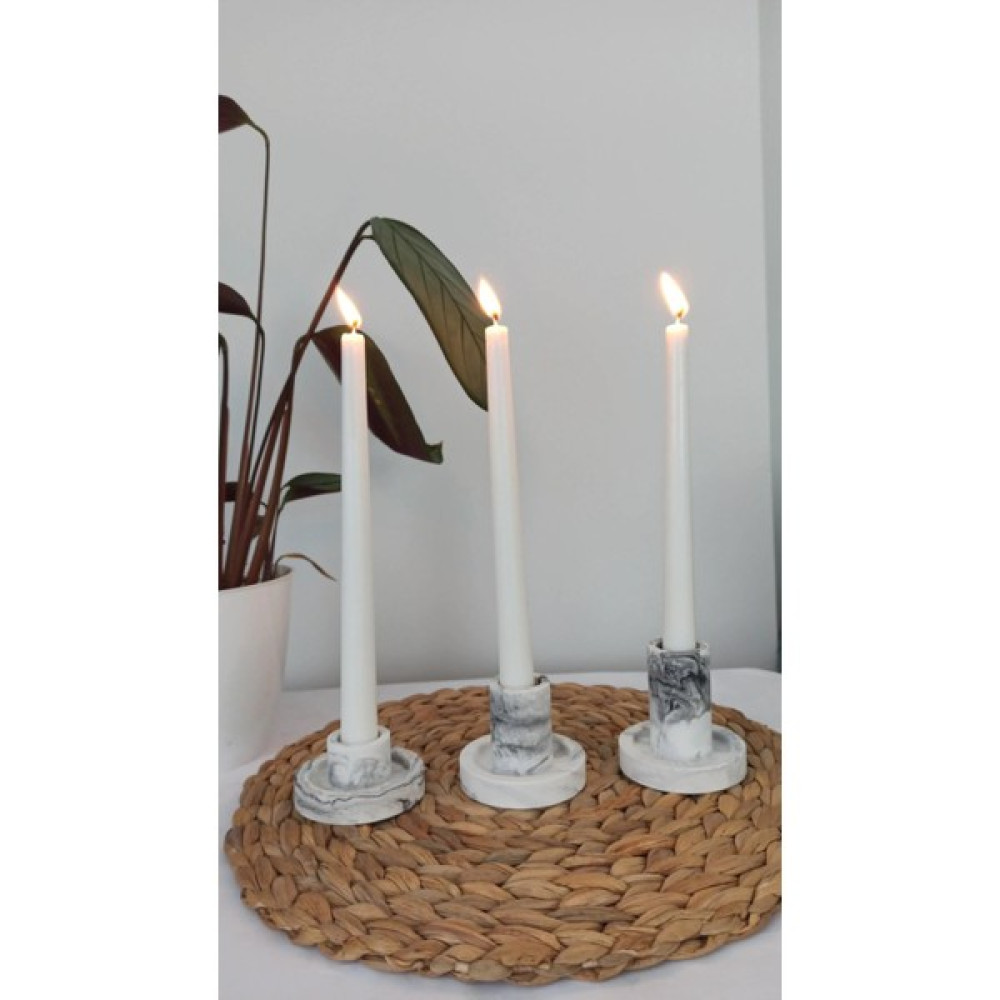 Luminous Design 3'lü Farklı Boy Şamdanlık - Beyaz - Siyah Şamdan Fiyatı