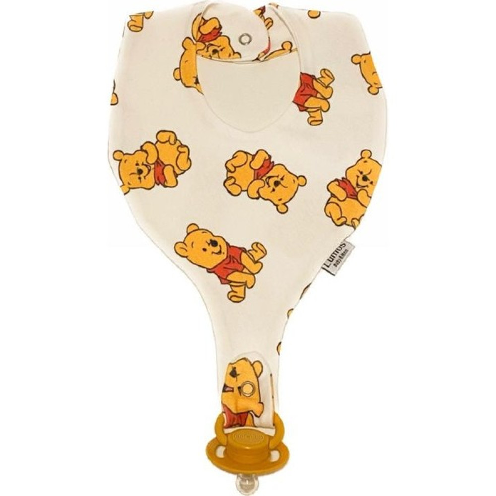 Lumos Trade Emzik Tutucu Mama Önlüğü - Winnie The Pooh Desenli %100 Pamuk Kumaş Emzik Askısı - 0 - 2 Yaş - Beyaz - Sarı Mama Önlüğü Fiyatı