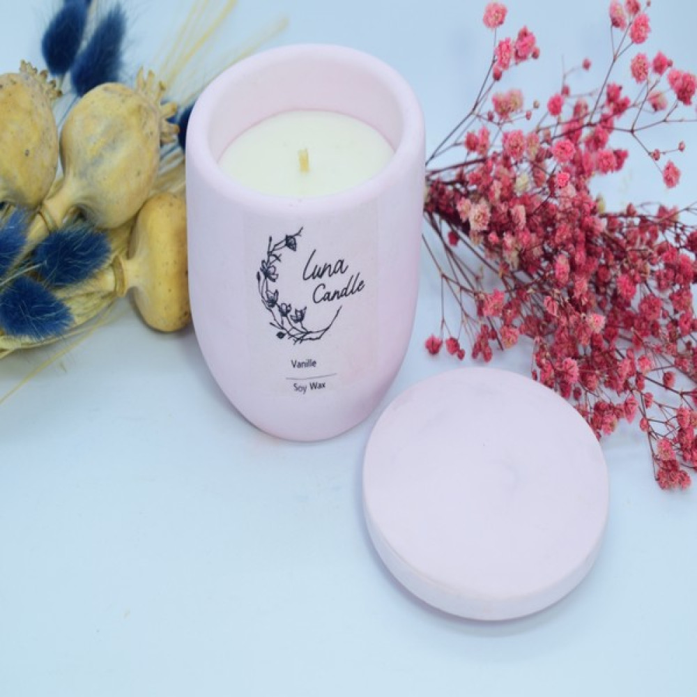 Luna Candle Design Kapaklı Dekoratif Vanilya Kokulu Soya Mumu - Renkli - 1 Adet Dekoratif Mum Fiyatı