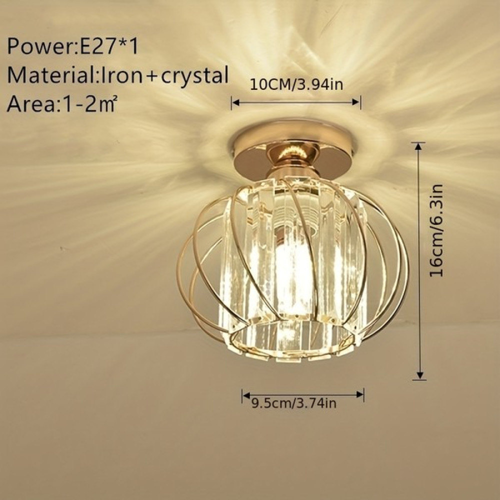 Luna Lighting 1 Adet Modern Minimalist Yenilik Kristal Koridor Işığı, Siyah 85V-265V Koridor Balkon Tavan Işığı, E27 Yemek Odası Avize, Giriş Krist... Avize Fiyatı