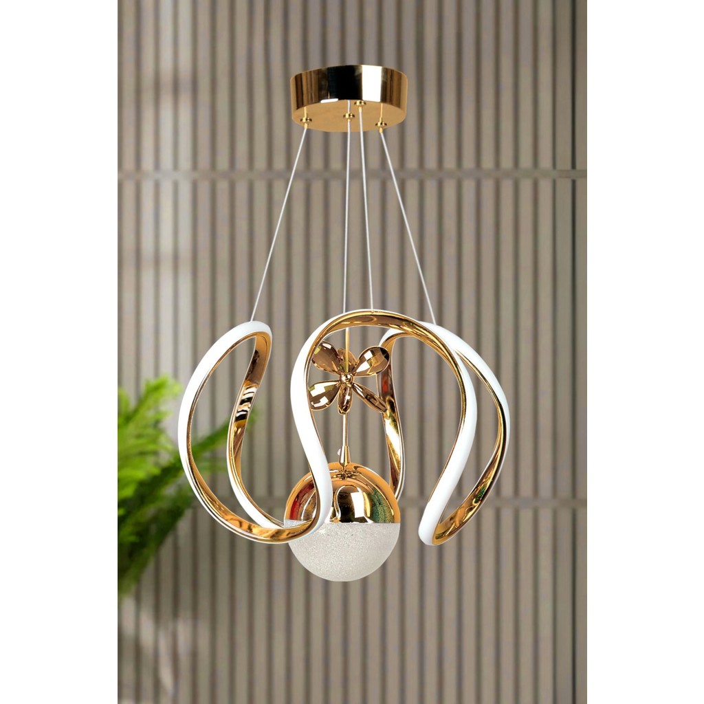Luna Lighting Clasy Gold Kaplama Metal LED Avize Şık Tasarım Beyaz Işık ile Modern İç Mekan Aydınlatma Avize Fiyatı