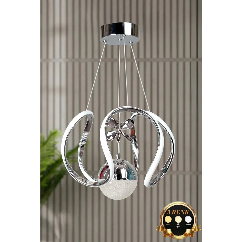 Luna Lighting Clasy Model 3 Renk Krom Kaplama Metal Salon Mutfak Oturma Yatak Odası Modern LED Sarkıt Avize - 1 Avize Fiyatı