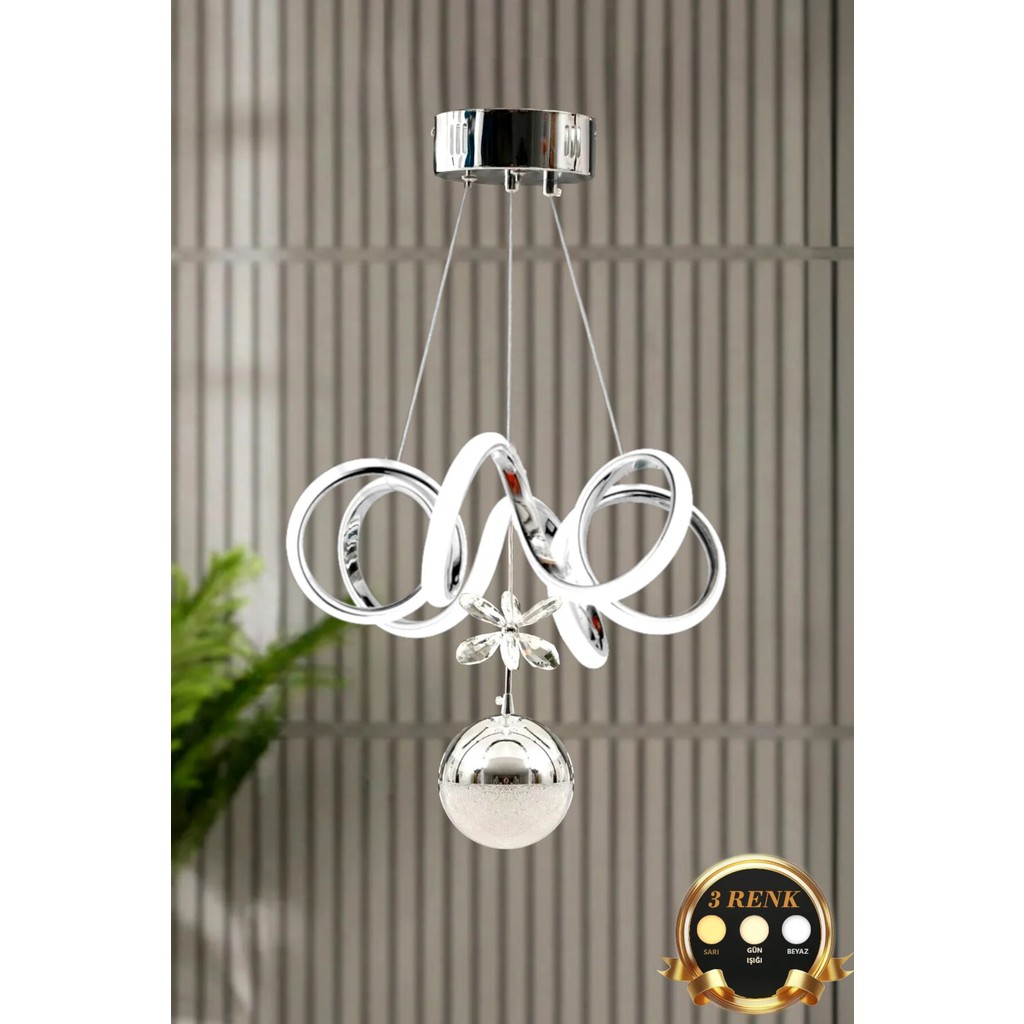 Luna Lighting Elda Model Krom Kaplama 3 Renk Metal Salon Mutfak Oturma Yatak Odası Modern LED Sarkıt Avize - 1 Avize Fiyatı
