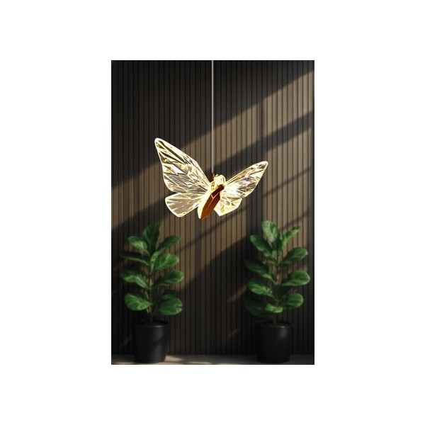 Luna Lighting Kelebek Model Gold Kaplama 3 Renk Metal Salon Mutfak Oturma Yatak Odası Modern LED Sarkıt Avize - Altın - 1 Avize Fiyatı