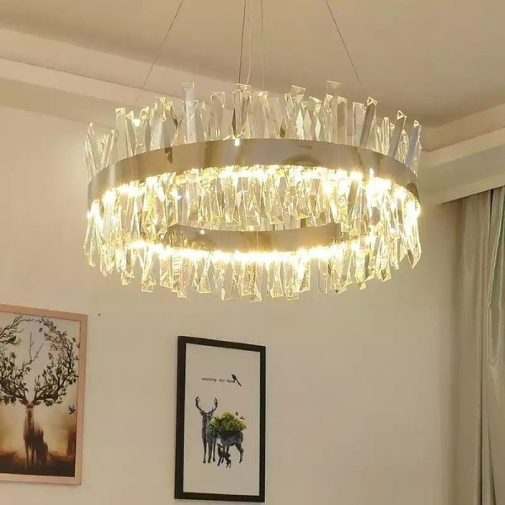 Luna Lighting Modern Kristal Avize Kristal Taşlı 3 Renk 60 Lık Avize - Renkli - 1'li Avize Fiyatı