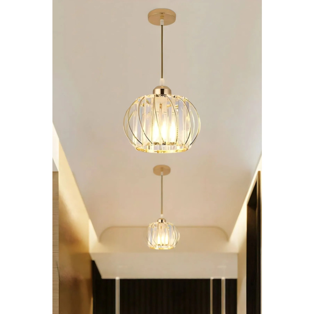 Luna Lighting Quattro Model Gold Renk Kaplama Kristal Taşlı Metal Gövde Yeni Nesil Modern Tavan Sarkıt Avize Avize Fiyatı