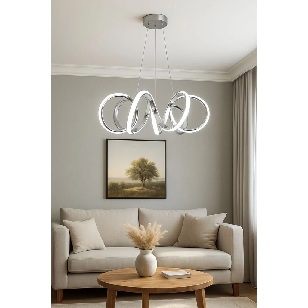 Luna Lighting Spiral Model Krom Kaplama Metal Salon Mutfak Oturma Yatak Odası Modern LED Sarkıt Avize Avize Fiyatı